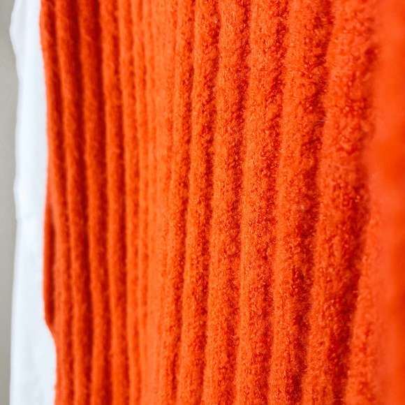 Wayf Miles Puff Sleeve Sweater Red Orange Rib Knit Turtleneck Stretch Cozy XS - Picture 5 of 8